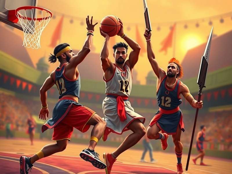 Dunk Gladiator India Game Cover featuring Indian basketball players in gladiator armor